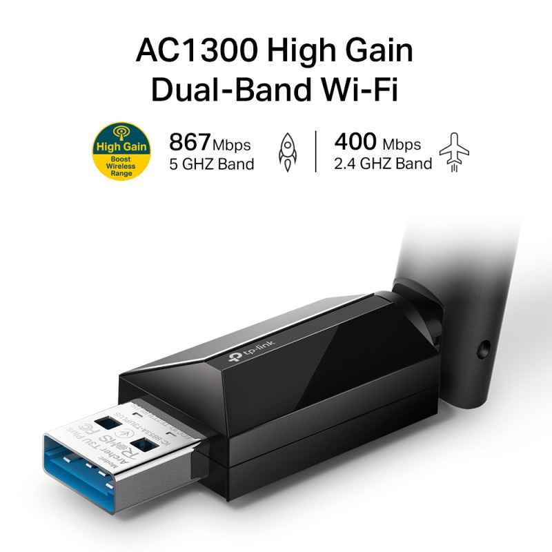 TP-LINK - Archer T3U PLUS / Adaptador USB Inalámbrico Banda Dual AC1300 Alta Ganancia image 5
